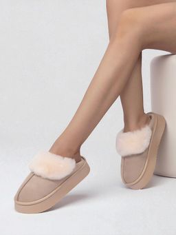 Truffle Collection - Beige Solid Sandals