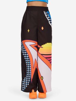 SKECHERS - Engineered Black Printed Trackpant