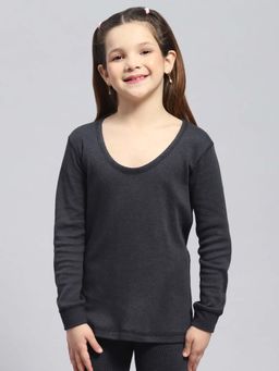Monte Carlo - Black Kids Regular Fit Full Sleeve Round Neck Thermal Top