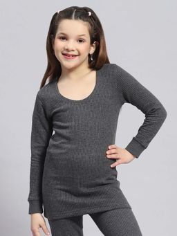 Monte Carlo - Charcoal Kids Regular Fit Full Sleeve Round Neck Thermal Top