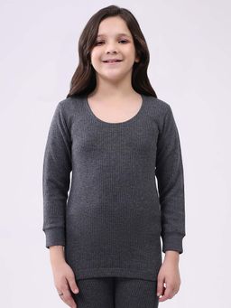 Monte Carlo - Charcoal Kids Regular Fit Full Sleeve Round Neck Thermal Top