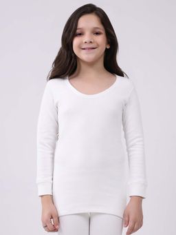 Monte Carlo - White Kids Regular Fit Full Sleeve Round Neck Thermal Top