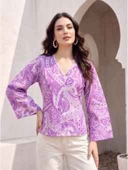 Mamicha - Lavender Paisley Wrap Top
