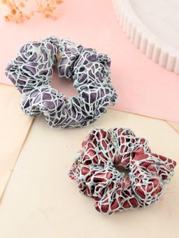 Silvermerc Designs - Stain Crochet Hair Rubberband Scrunchies (Set Of 2)