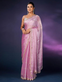 SAREE.COM - Pink Cut Dana Worked Saree In Organza with Unstitched Blouse