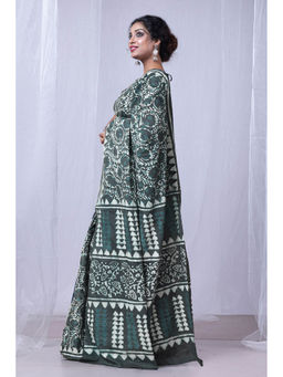 Unnati Silks - Grey Pure Dabu Printed Mulmul Cotton Saree with Unstitched Blouse