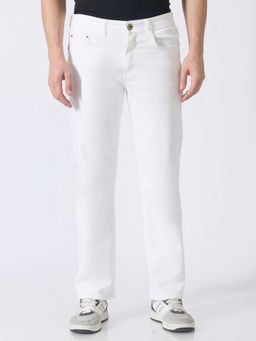 Espanshe - Linear - Straight Fit Jeans - White