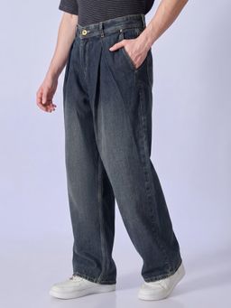 Espanshe - Quro - Baggy Pleated Jeans - Dark Blue