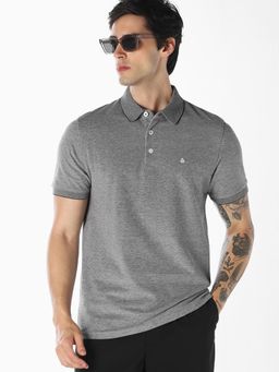 Jack & Jones - Men Organic Cotton Knitted Polo T-shirt - Grey