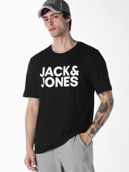 Jack & Jones - Printed Jet Black Mens T-shirt