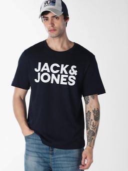 Jack & Jones - Printed Navy Blue Mens T-shirt
