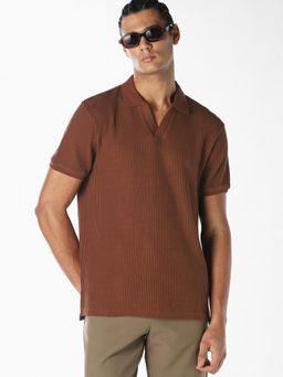 Jack & Jones - Men Dark Brown Knitted Polo T-shirt