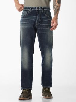 Jack & Jones - Men Dark Blue Washed Straight Jeans