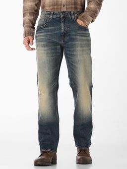 Jack & Jones - Men Blue Faded Straight Jeans