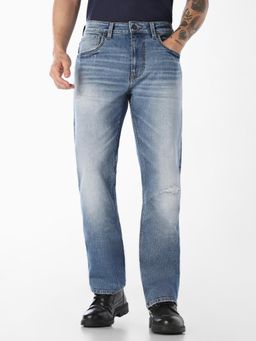 Jack & Jones - Men Light Wash Cliff Straight Jeans - Blue