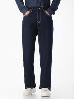 Jack & Jones - Men Blue Contrast Stitch Straight Jeans