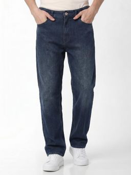 Jack & Jones - Men Dark Blue Washed Dario Loose Fit Jeans
