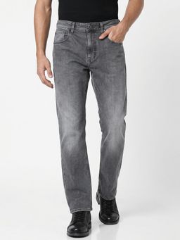 Jack & Jones - Men Grey Light Wash Straight Jeans