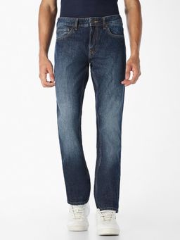 Jack & Jones - Men Dark Blue Washed Straight Fit Jeans