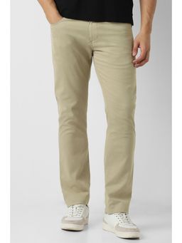 Peter England - Men Beige Solid Slim Fit Trousers