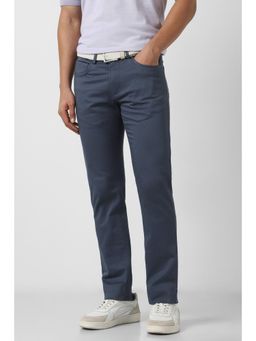 Peter England - Men Grey Textured Super Slim Fit Trousers