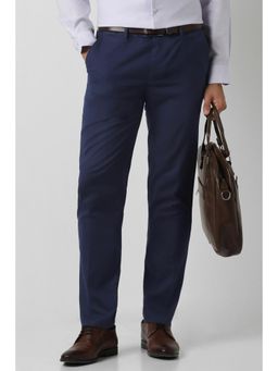 Peter England - Men Textured Trousers - Navy Blue