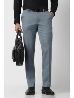 Peter England - Men Grey Textured Trousers