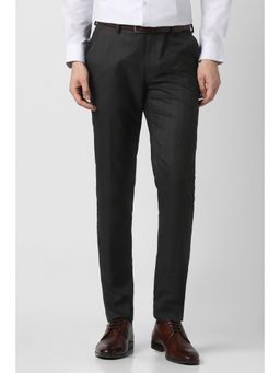 Peter England - Men Black Check Trousers