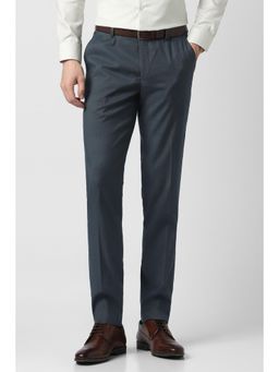 Peter England - Men Grey Textured Trousers