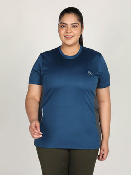 CHKOKKO - Women Plus Size Sports T-Shirt - Navy Blue