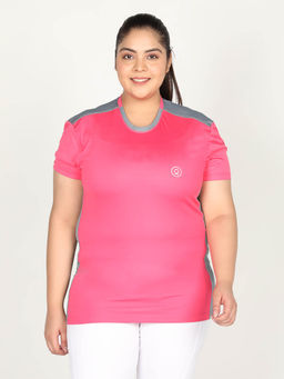 CHKOKKO - Women Plus Size Sports T-Shirt - Pink