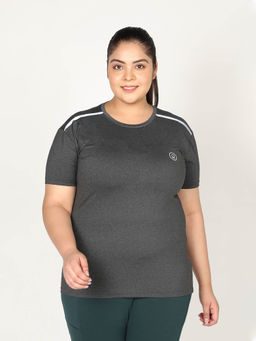 CHKOKKO - Women Plus Size Sports T-Shirt - Grey
