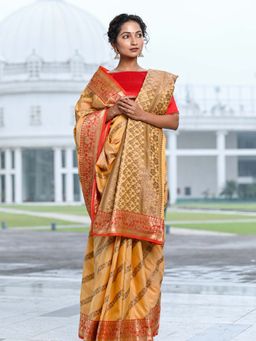 Beatitude - Yellow Silk Woven Zari Work Saree with Unstitched Blouse
