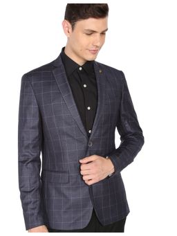 AD By Arvind - Men Grey Windowpane Check Twill Weave Blazer