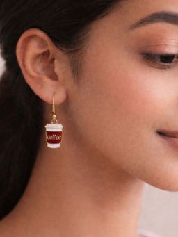 Digital Dress Room - Multi-Color Gold Plated Coffee Cup Mini Earrings