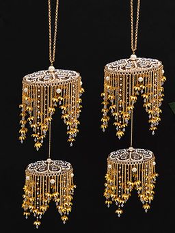 BeAbhika - Multi-Color Royal Pearl Mini Lotus Dome Bridal Kaleeras (Pack Of 2)