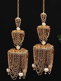 BeAbhika - Multi-Color Multi-Layer Chain Royal Pearl Dome Bridal Kaleeras (Pack Of 2)