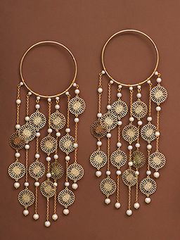 BeAbhika - White Pearl Drop Sunburst Coin Bridal Kaleeras (Pack Of 2)