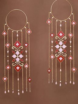 BeAbhika - Multi-Color Pearl Drop Floral Enamel Bridal Kaleeras (Pack Of 2)