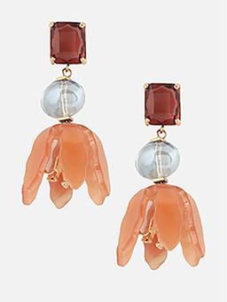Beatnik - Brown Stone Gold Plated Stylish Drop Earrings