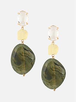 Beatnik - Multi-Color Stone Gold Plated Stylish Drop Earrings