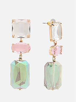 Beatnik - Multi-Color Stone Gold Plated Stylish Drop Earrings