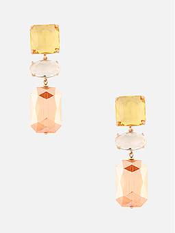 Beatnik - Multi-Color Stone Gold Plated Stylish Drop Earrings