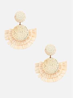 Beatnik - Beige Gold Plated Stylish Drop Earrings