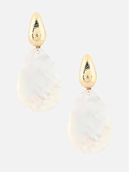 Beatnik - White Stones Gold Plated Stylish Drop Earrings