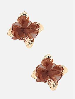 Beatnik - Brown Stone Gold Plated Stud Earrings