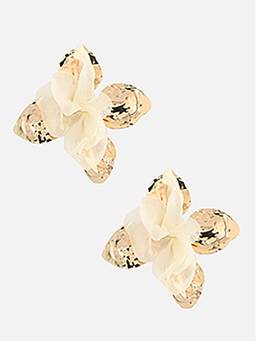 Beatnik - Beige Gold Plated Stud Earrings