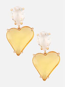 Beatnik - Yellow Stone Gold Plated Stylish Drop Earrings