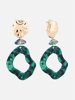 Beatnik - Green Brass Plated Stylish Drop Earrings