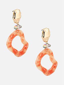 Beatnik - Orange Brass Plated Stylish Drop Earrings